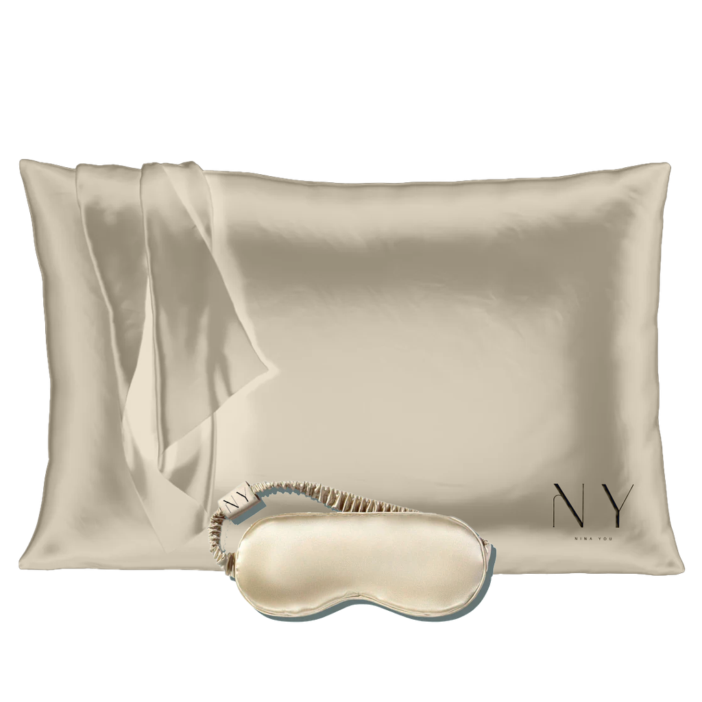 Silk Face mask & Pillowcase set - Gold