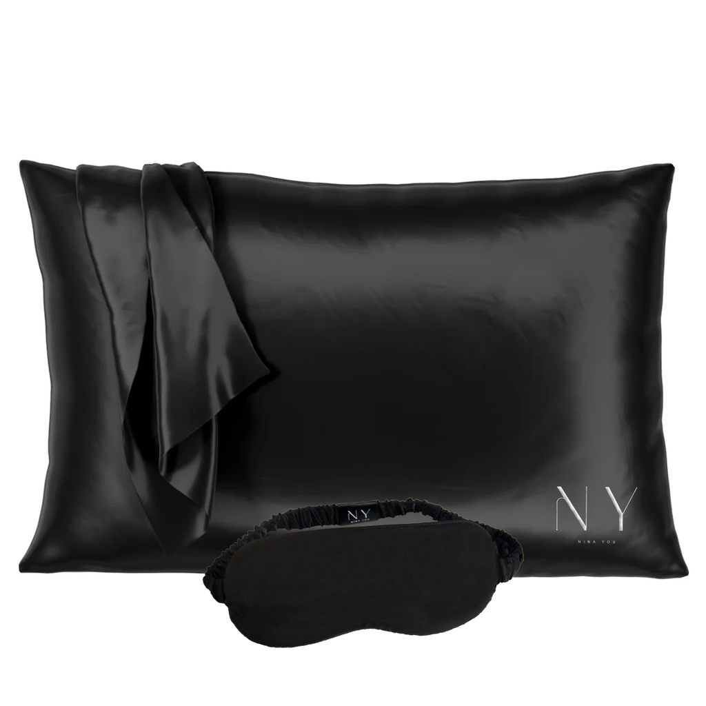 Silk Face mask & Pillowcase set - Black